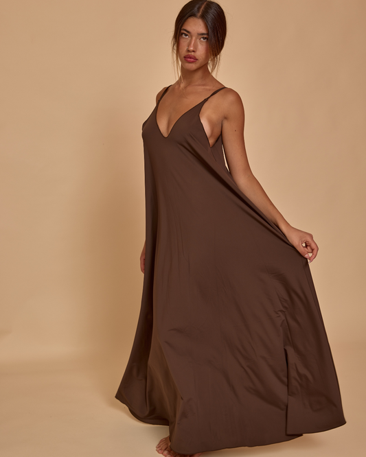 Long Dress in Lycra - Caffè