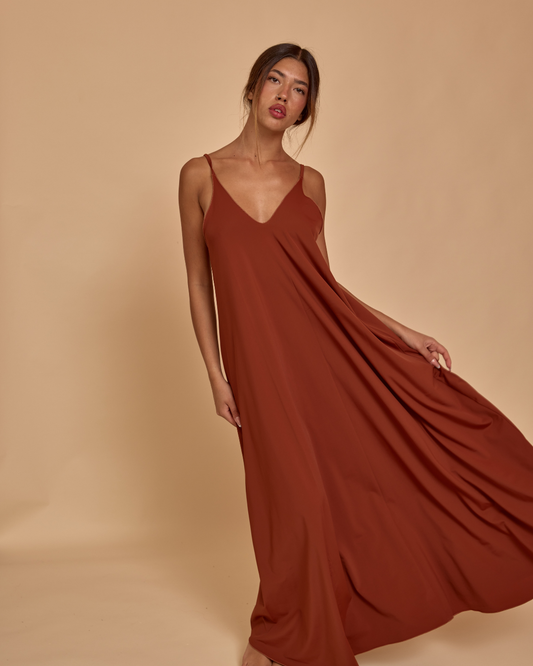 Long Dress in Lycra - Cioccolato