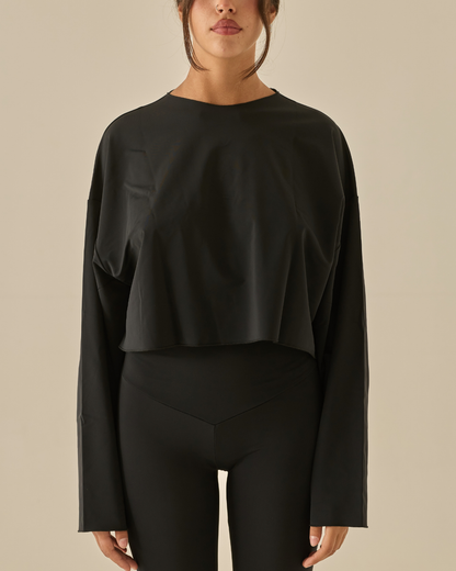 Comfy Maglia Oversize Crop - Nero