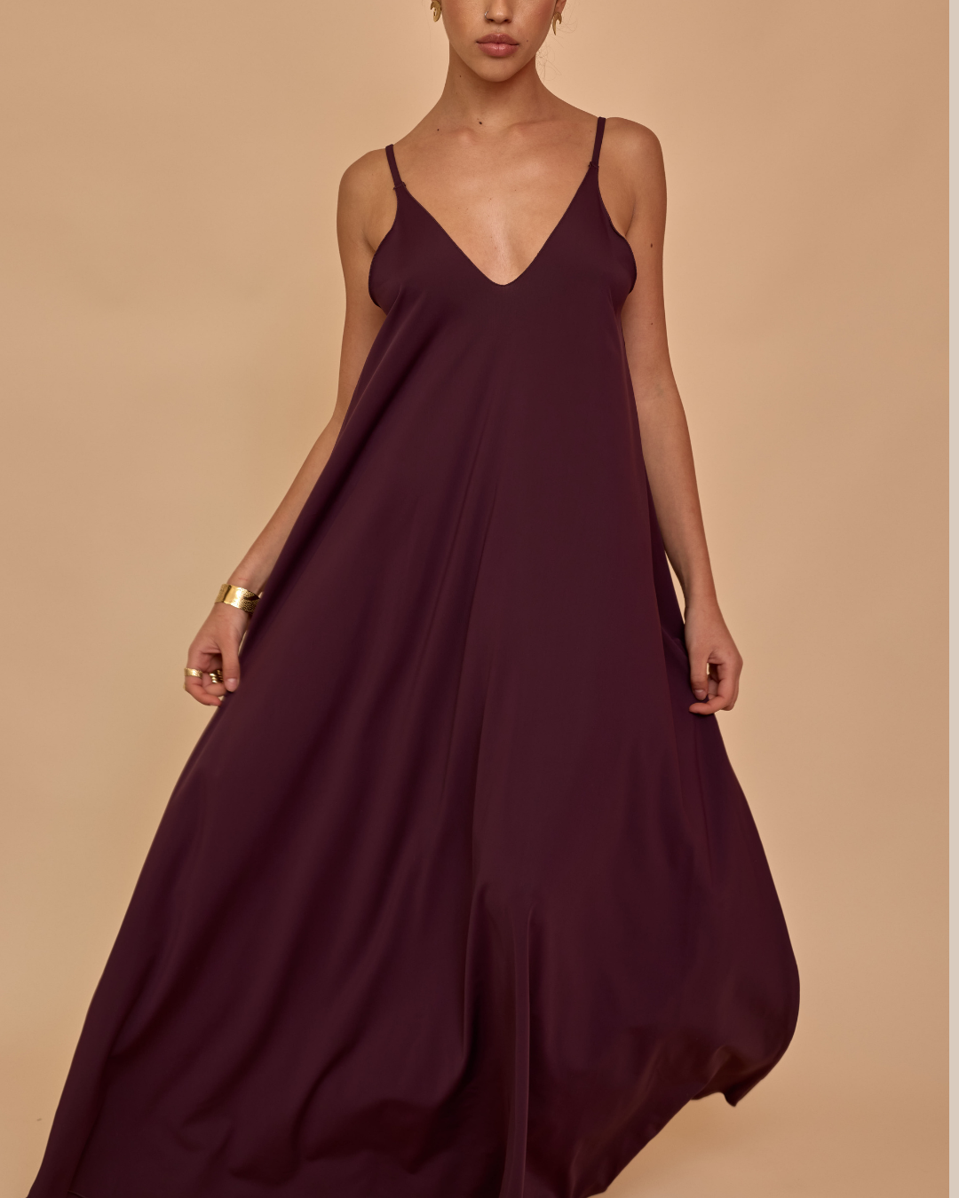 Long Dress in Lycra - Viola Melanzana