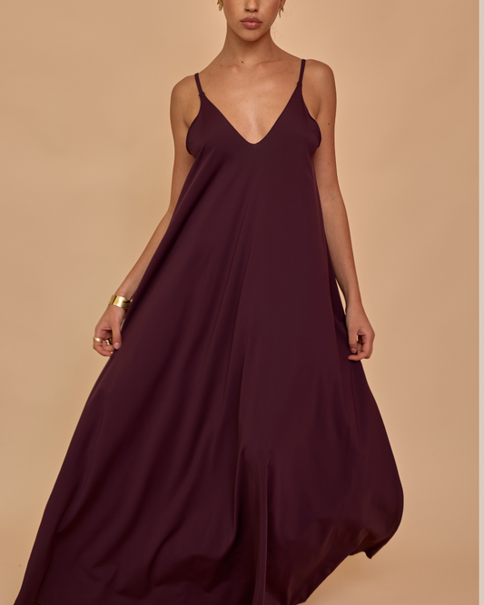 Long Dress in Lycra - Viola Melanzana