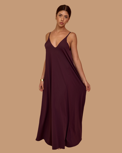 Long Dress in Lycra - Viola Melanzana