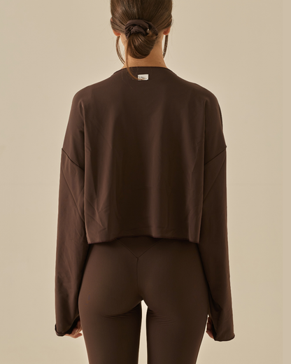 Comfy Maglia Oversize Crop - Espresso