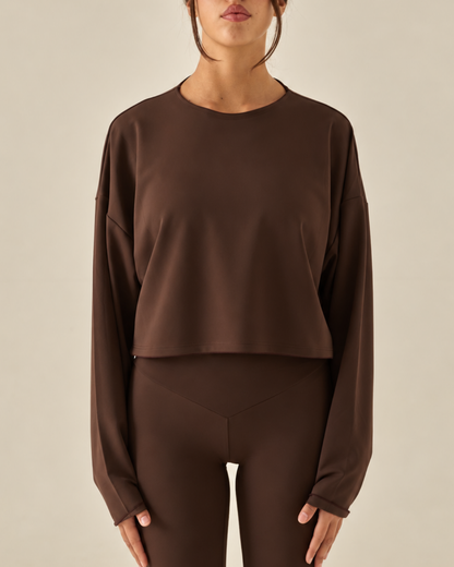 Comfy Maglia Oversize Crop - Espresso