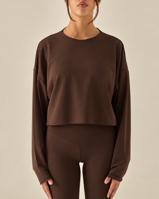 Comfy Maglia Oversize Crop - Espresso