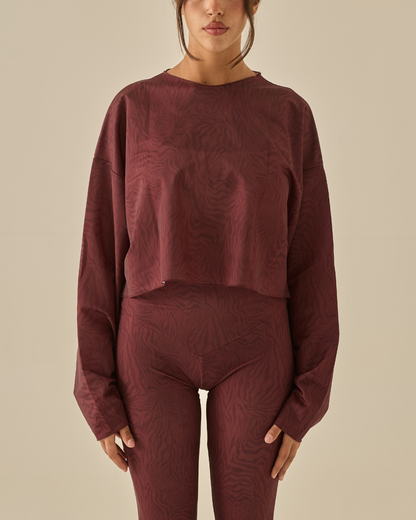 Comfy Maglia Oversize Crop - Zebra Bordeaux