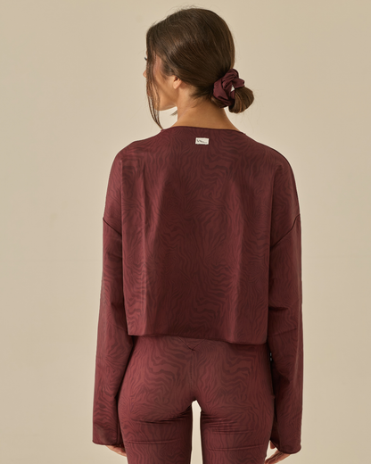 Comfy Maglia Oversize Crop - Zebra Bordeaux