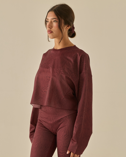 Comfy Maglia Oversize Crop - Zebra Bordeaux