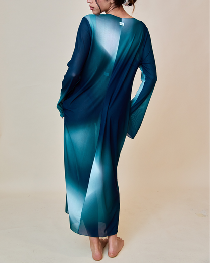 Maxi Dress in Mesh - Blu Notte/Petrolio