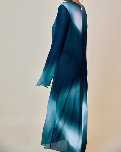 Maxi Dress in Mesh - Blu Notte/Petrolio