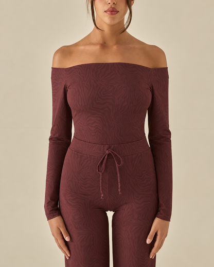 Body Scollo a Barca - Zebra Bordeaux