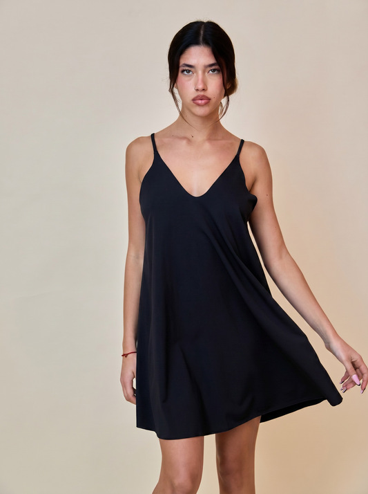 Mini Dress in Lycra - Nero