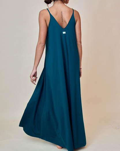 Long Dress in Lycra - Petrolio