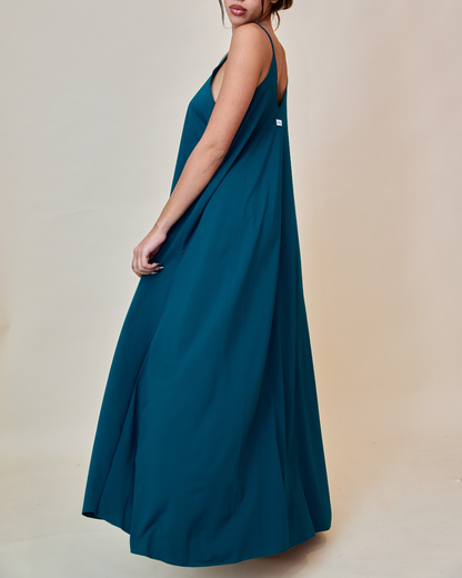 Long Dress in Lycra - Petrolio