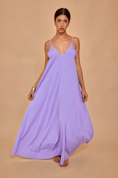 Long Dress in Lycra - Lilla