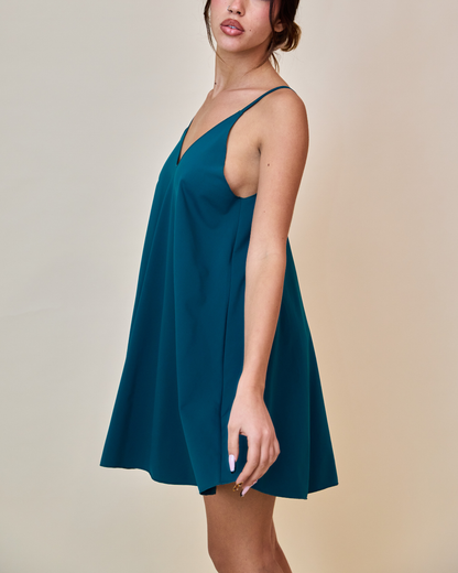 Mini Dress in Lycra - Petrolio