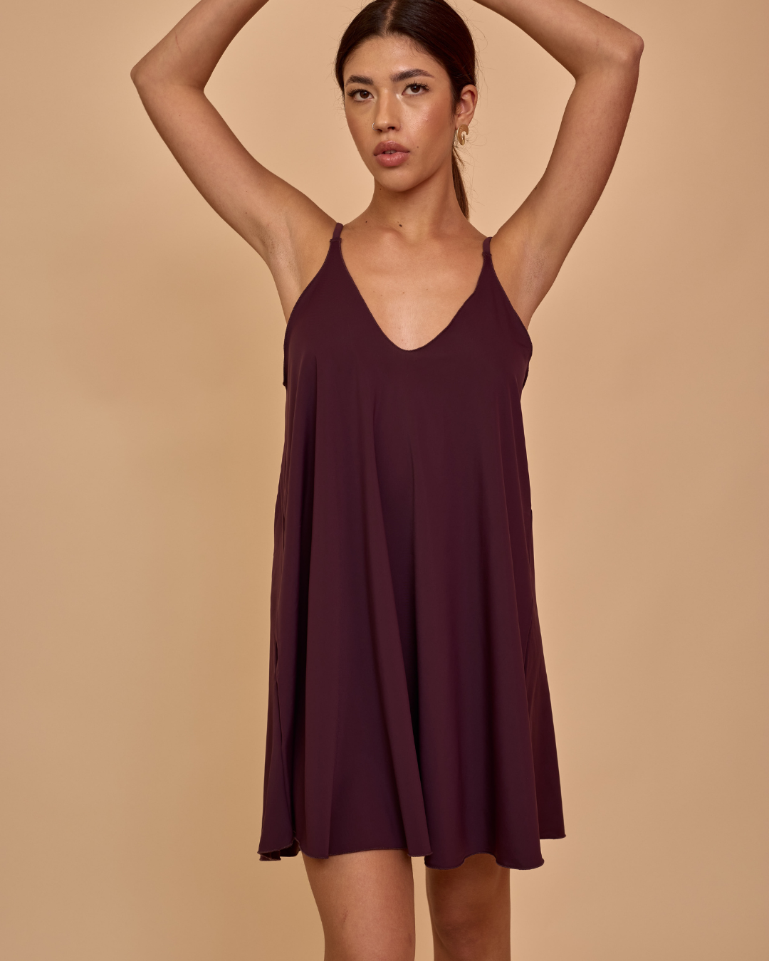 Mini Dress in Lycra - Viola Melanzana