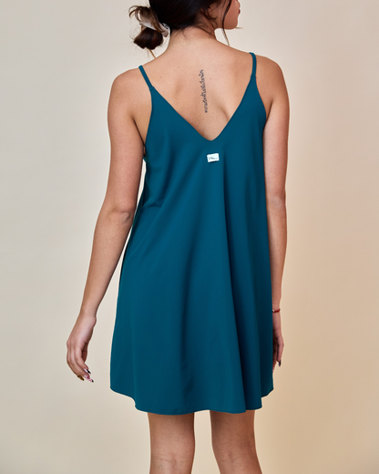 Mini Dress in Lycra - Petrolio