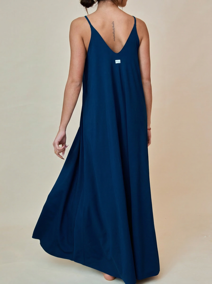 Long Dress in Lycra - Blu Notte