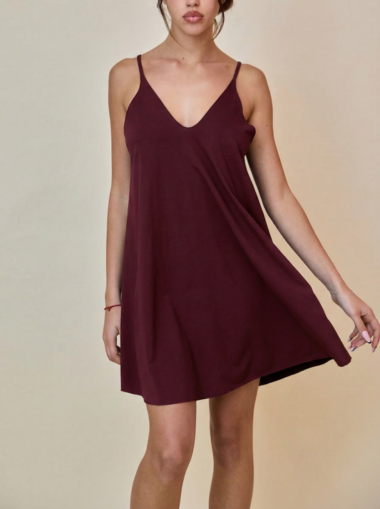 Mini Dress in Lycra - Borgogna