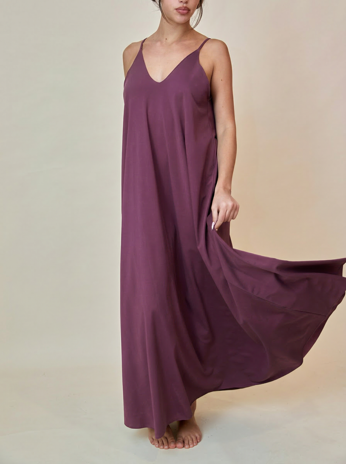 Long Dress in Lycra - Malva